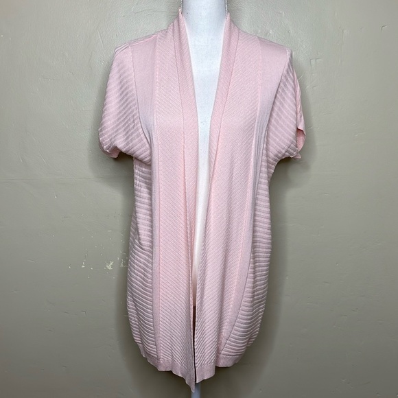 LIZ CLAIBORNE Cardigan Sweater English Rose Open Front Extended Shoulder Small - Picture 13 of 13